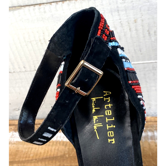 New Artelier Nicole Miller Womens Stiletto Heels Shoes Multicolor Beading 10m - Picture 8 of 11